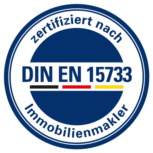 Als Immobilienmakler sind wir mit der DIN EN 15733 zertifiziert.